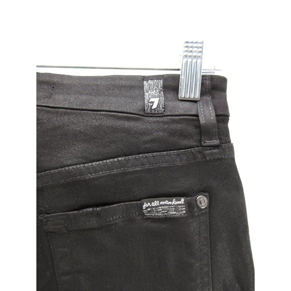 7 For All Mankind Jeans 26 Skinny Ripped Moto Distressed Dark USA - Picture 7 of 10